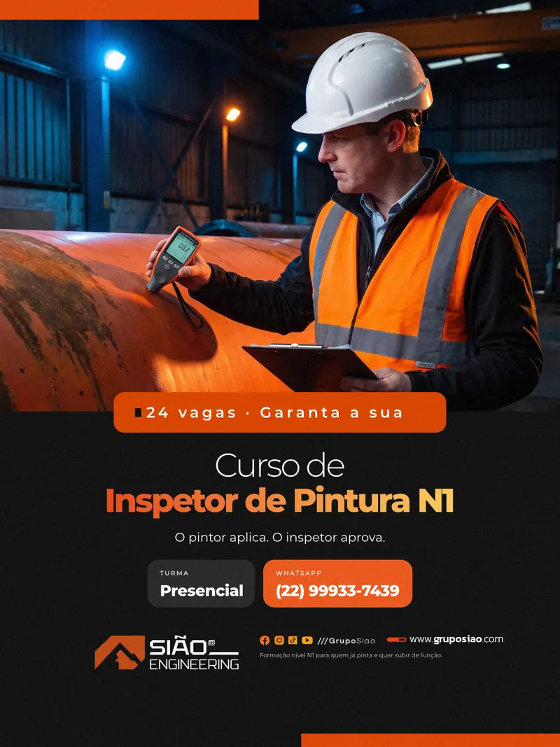 Peça nova da IA no mesmo padrão: Curso de Inspetor de Pintura N1, 24 vagas, turma presencial