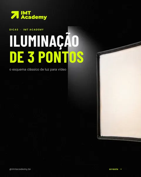 Capa do carrossel Iluminação de 3 pontos, com um softbox cortado na borda direita
