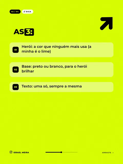 Slide com as três cores de uma paleta: herói, base e texto