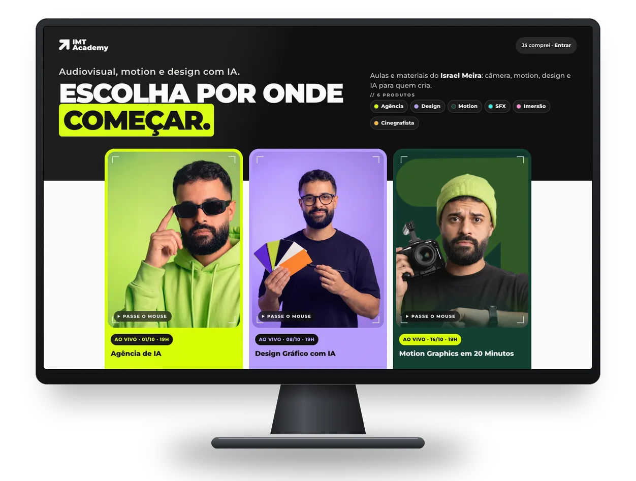 IMT Academy: A loja com pagamento e área do aluno, num monitor
